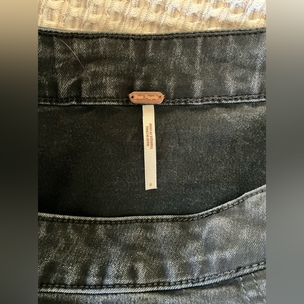 Free People Little Daisies Grey Denim Button-Front Mini Skirt, 0, MSRP $50 - Picture 7 of 11